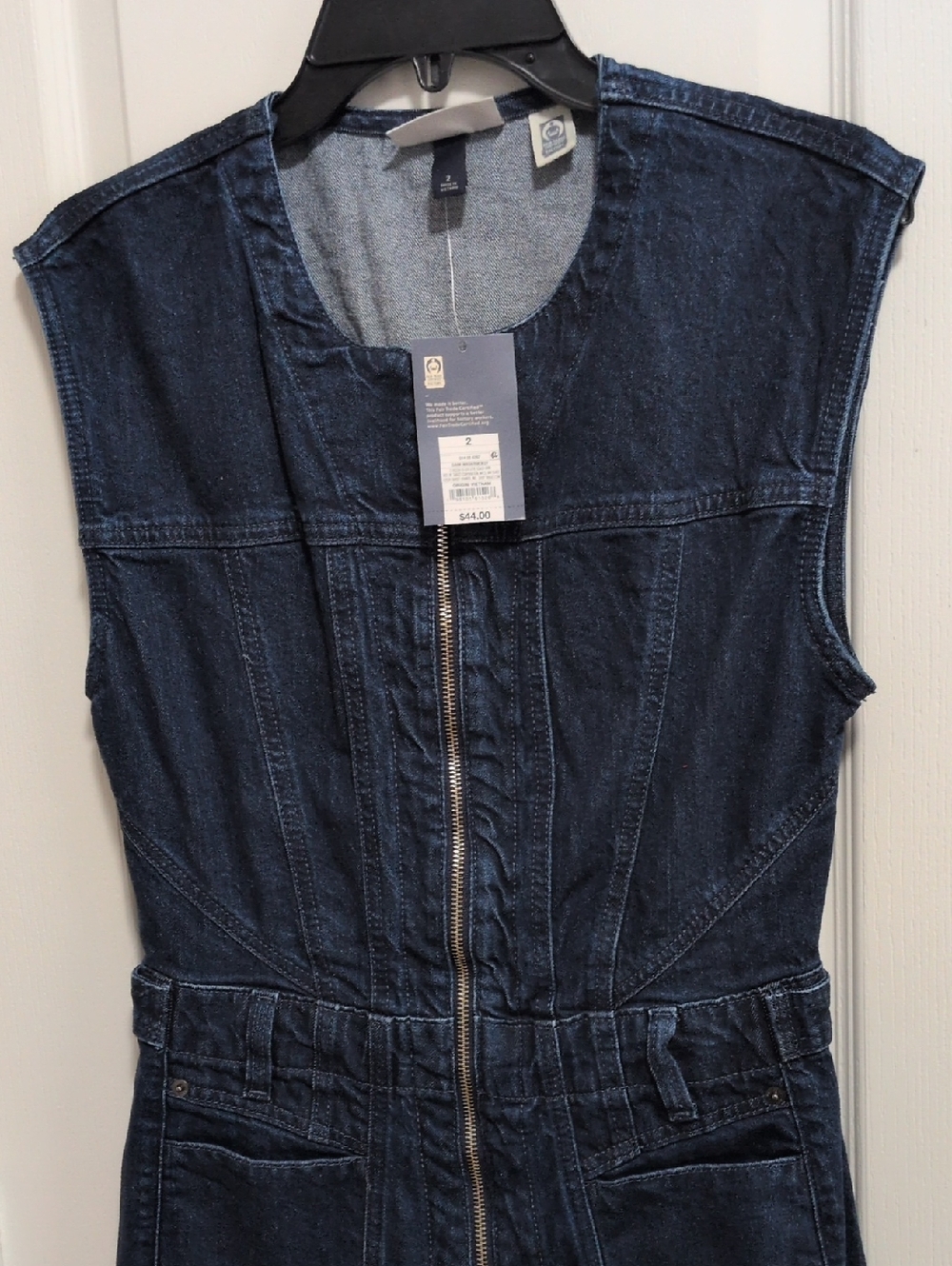 Dark Wash Denim Jumpsuit - Picture 2 of 7